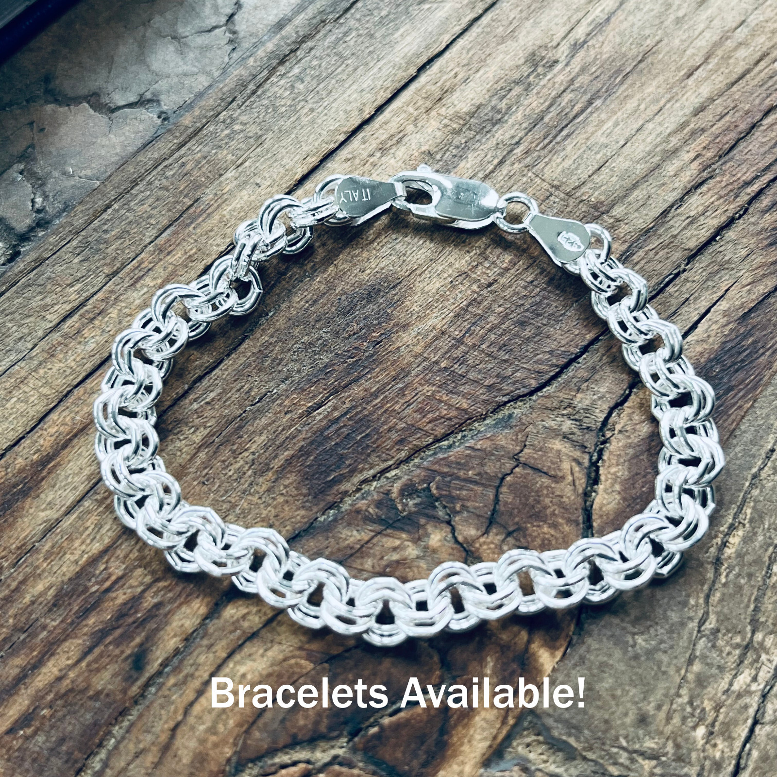 Real Solid 925 Sterling Silver Double Rolo Chain Necklace Made in Italy