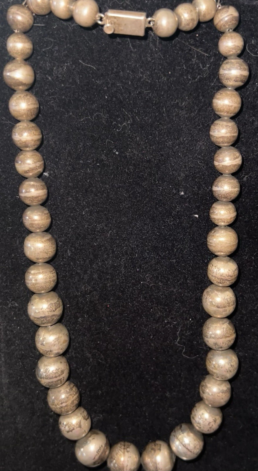 925 Sterling Silver Signed Necklace Mexico TH-31 Chain Box Clasp Navajo Pearl