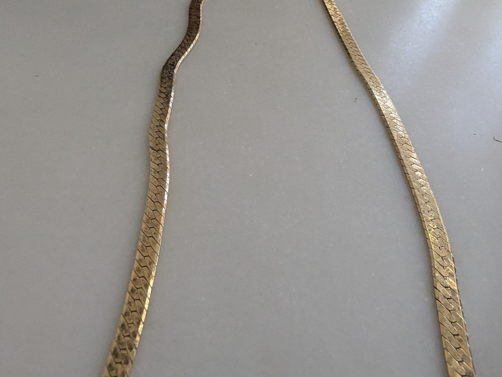 14k yellow gold necklace 20″ Italian herringbone link Wide chain vintage 29 gram