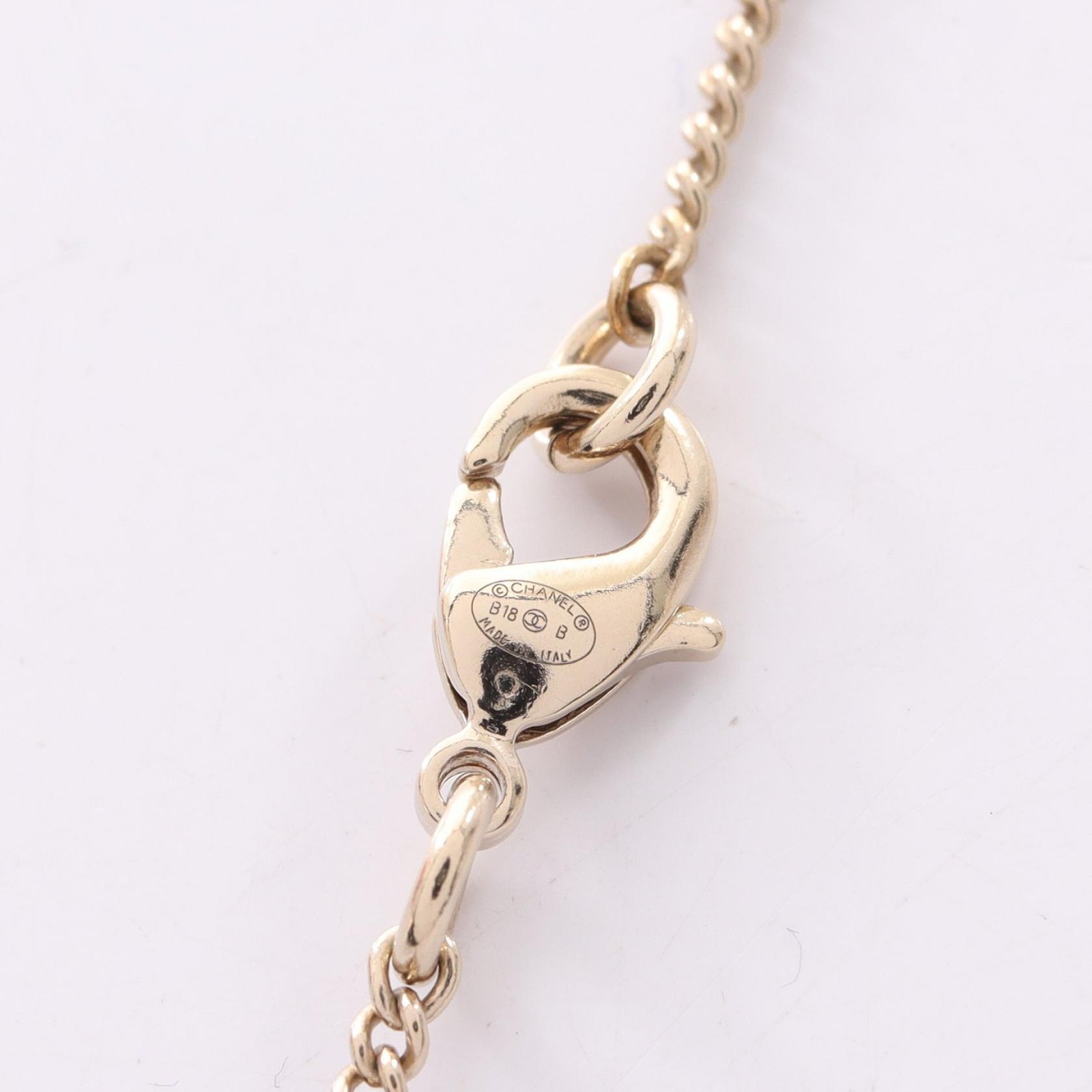 CHANEL COCO Mark Long Necklace Gold Plated Plastic Artificial pearl Used Women