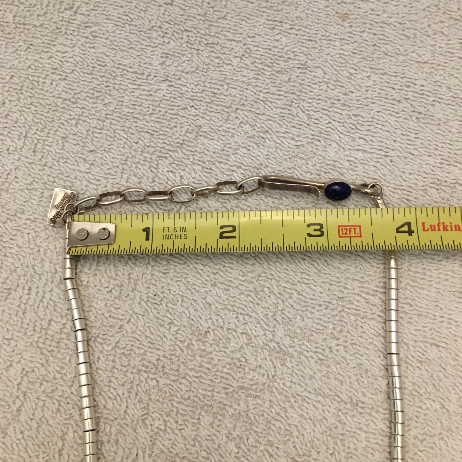 Christin Wolf Necklace Sterling Marked W/ Gemstone Hook Closure