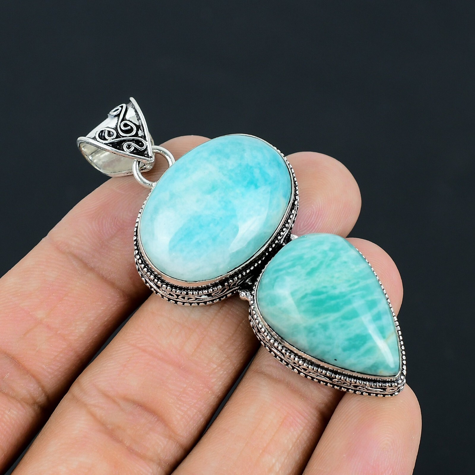 Amazonite Gemstone Handmade 925 Sterling Silver Jewelry Pendant For Gift,S