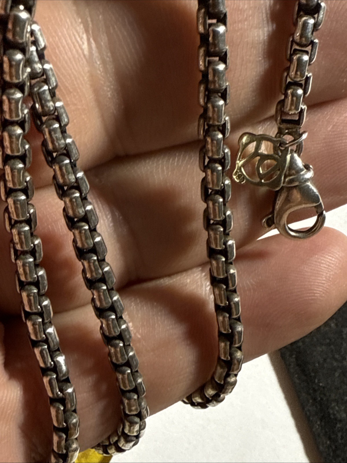 David Yurman Box Chain Necklace 33” 3mm Sterling 14k Hang Tag 50.2gr Vintage