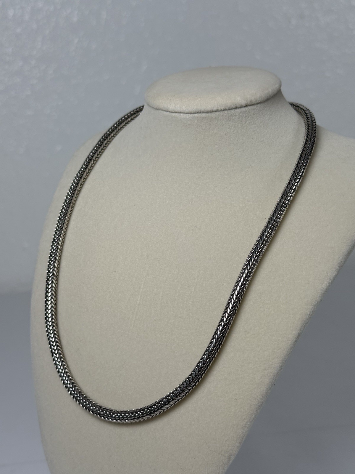 Sterling Silver Foxtail Chain 17” 4mm Hook Closure Necklace 925