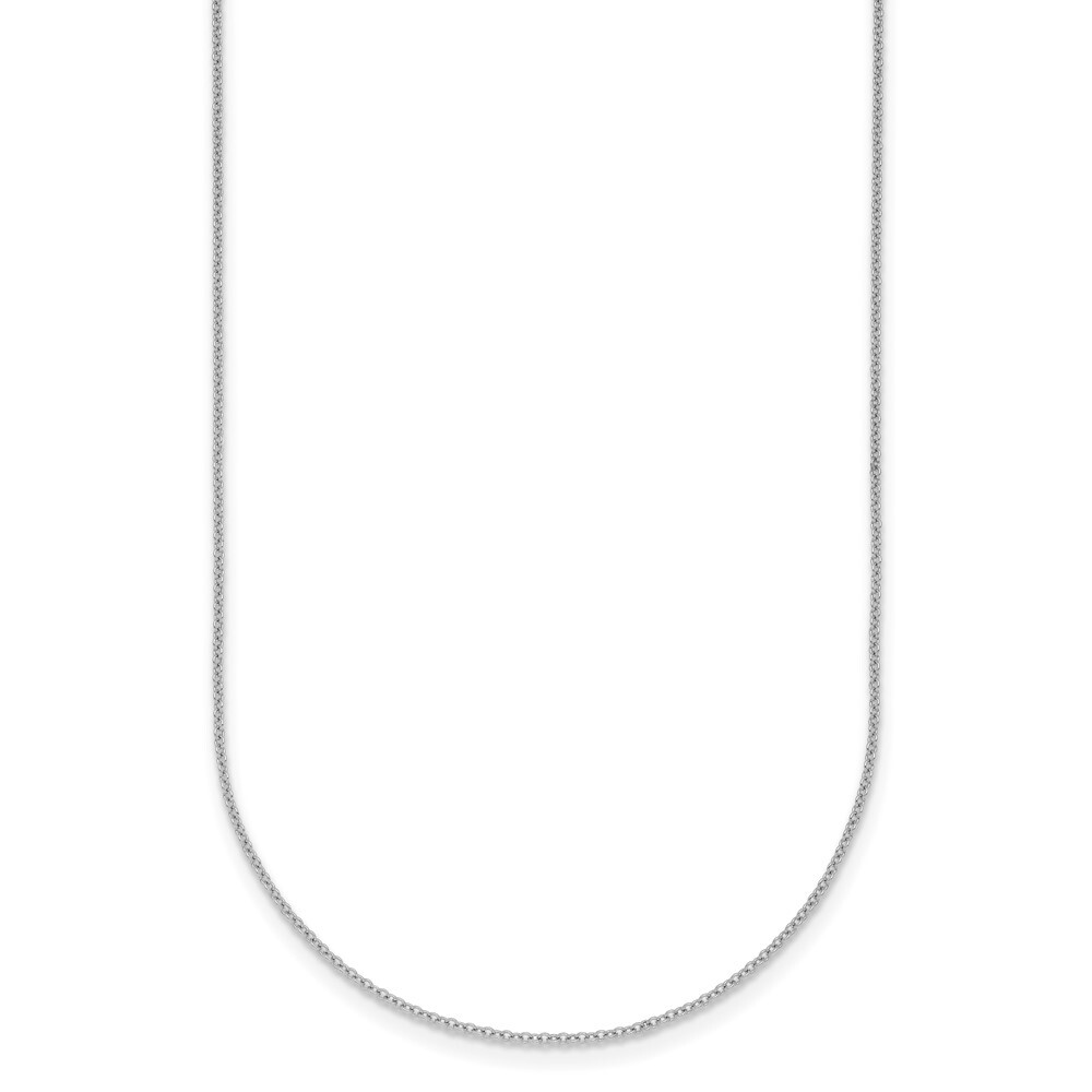 18K White Gold Polished 1.1mm Solid Cable Chain Necklace Gift for Women 18″