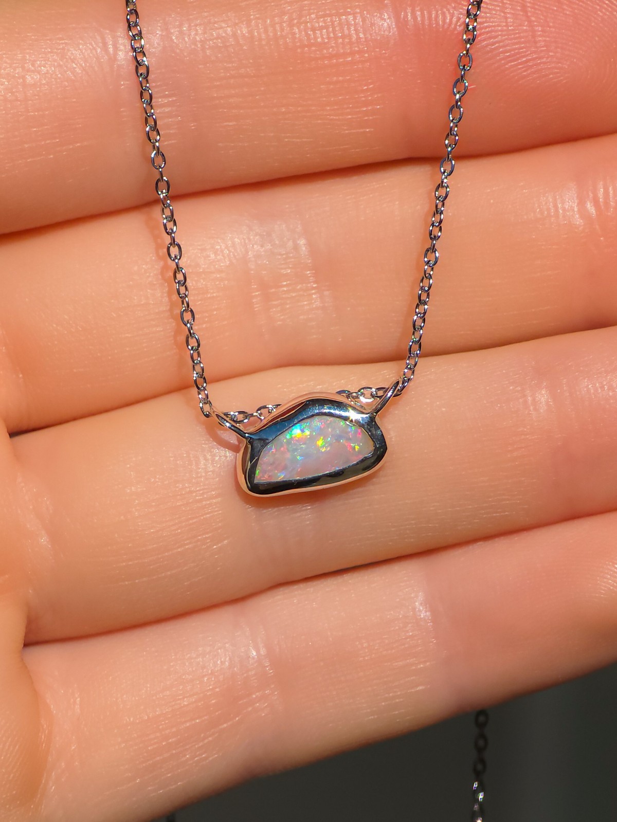 Solid Pink Coober Pedy Opal Pendant, Silver Australian Crystal Opal, 1 Carat
