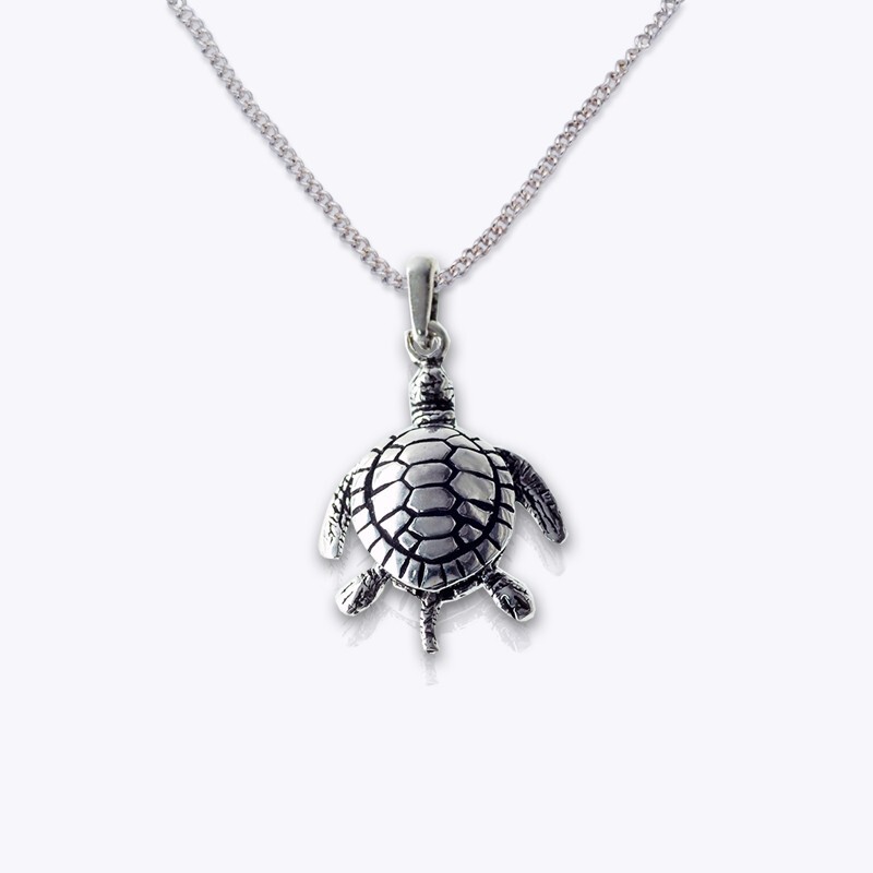 SOLID 925 Sterling Silver MOVABLE Sea Turtle Necklace, Gifts for Beach Lovers