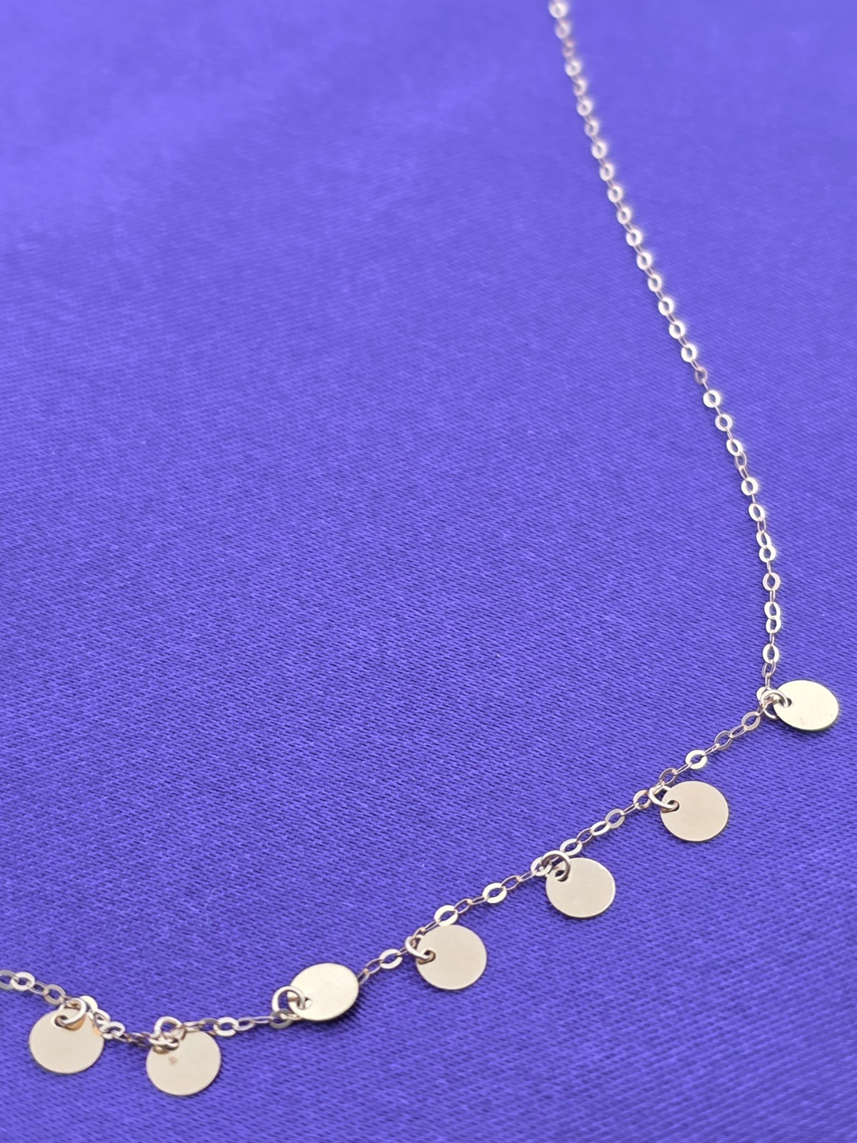 18K Yellow Gold O Chain Necklace Round Sequined Beautiful Stamped Au750