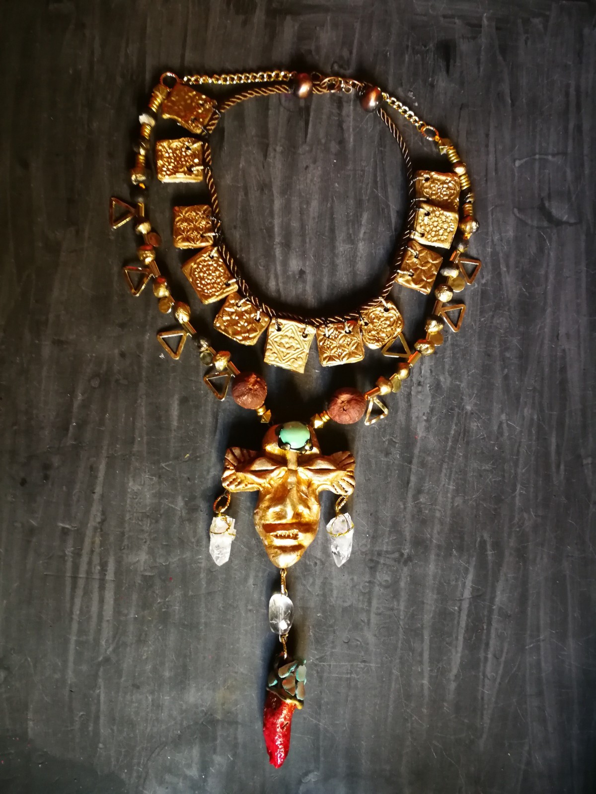 Statement Fine Jewelry Ethnic Glamour Gemstone Jewel Sculpture Tribal Mask Stone