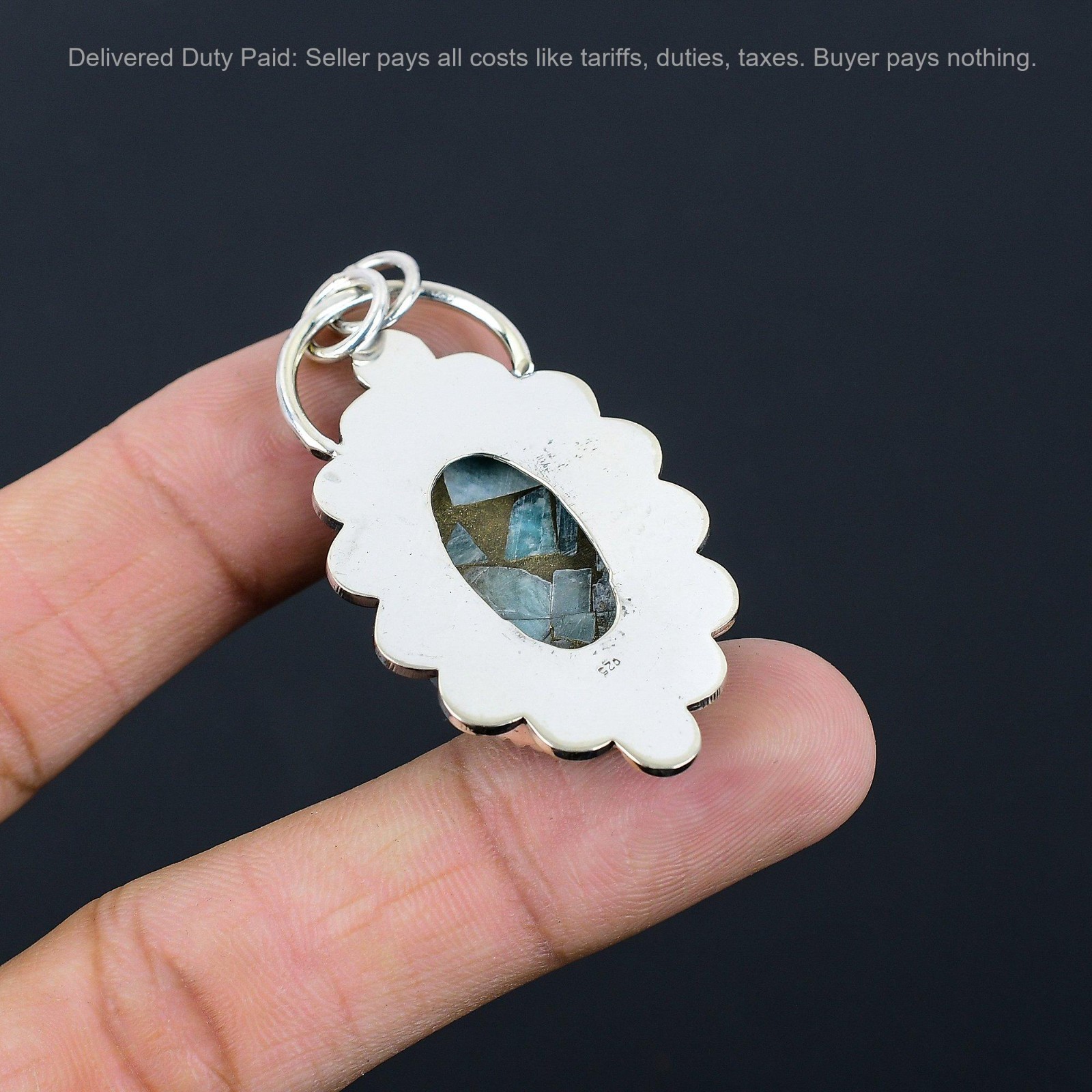 Natural Copper Amazonite Anniversary Birthday Wedding Trendy Pendant 925 Silver