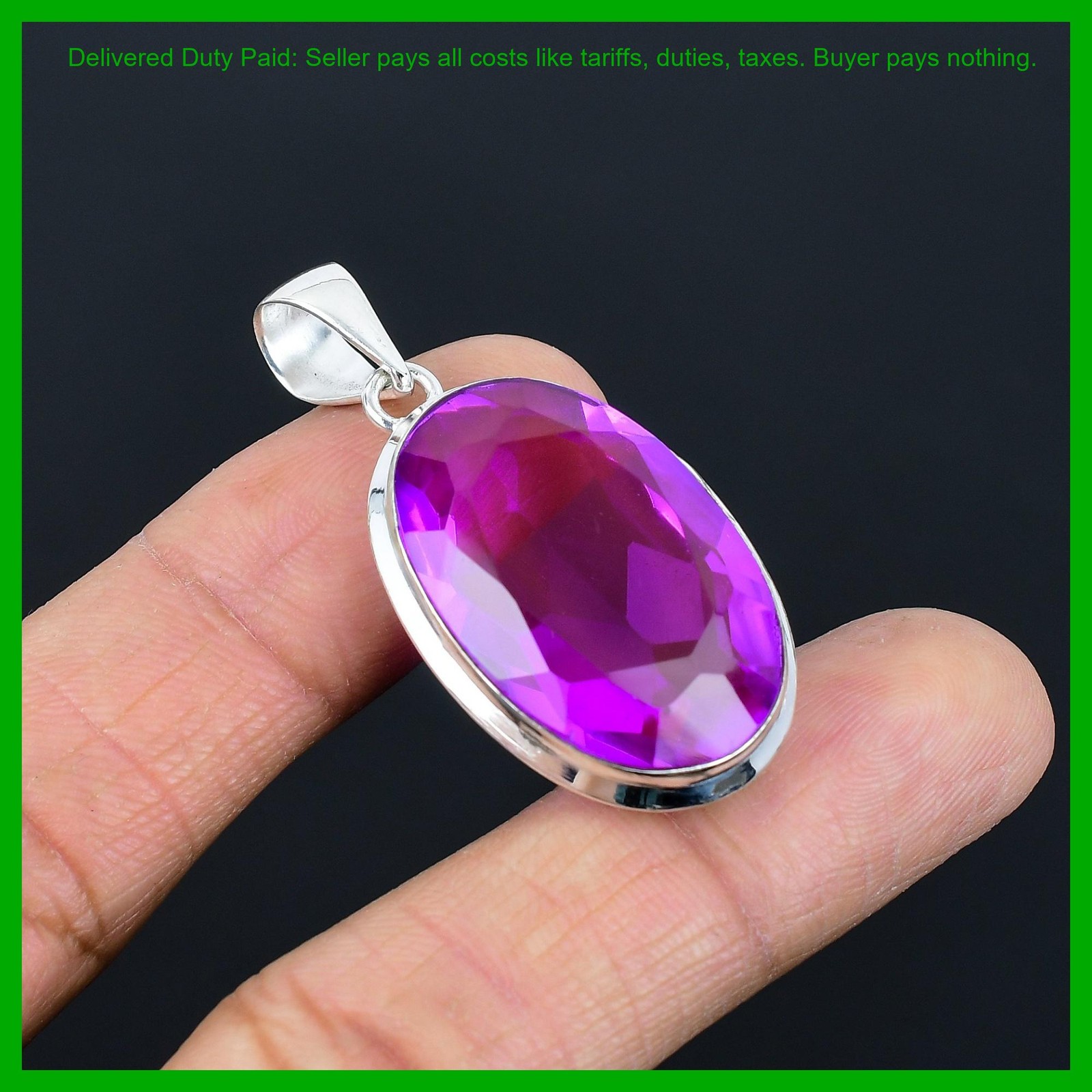 Sterling Silver Pink Tourmaline Stone Wedding Gift Anniversary Pendant Jewelry
