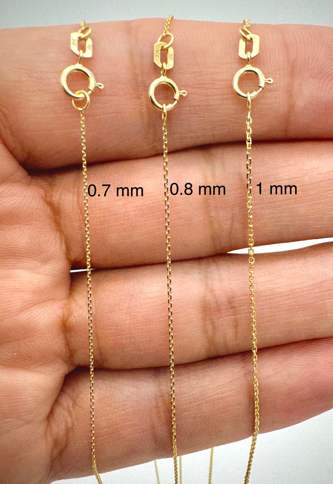 14K Solid Gold Cable Rope Chain 0.65mm-1.0mm Twisted Link Chain Necklace 16″-24″