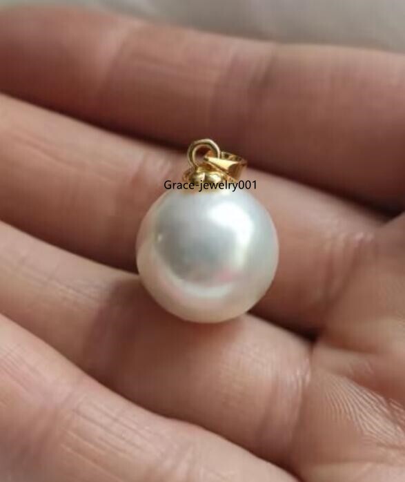 Huge AAA+ 16mm South Sea White Round Shell Pearl Pendants 14k Gold