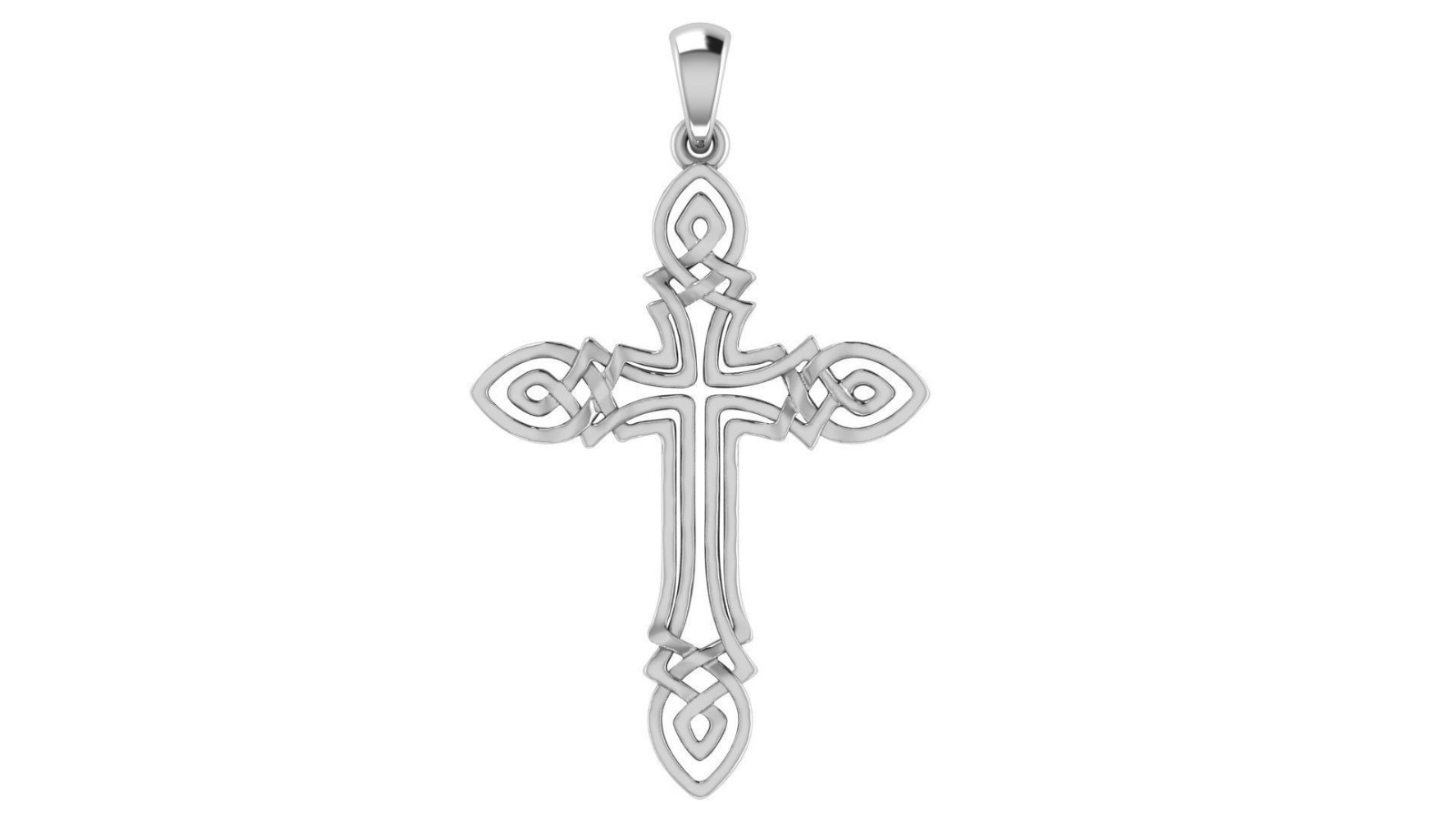 Modern Art Deco Cross Pendant 999 Fine Silver 30mm Handmade USA Christian