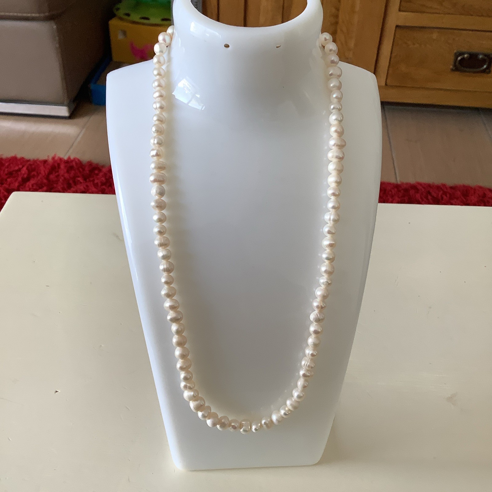 Pearl Necklace Real Baroque Cultured Freshwater Pearls Silver Lobster Clasp