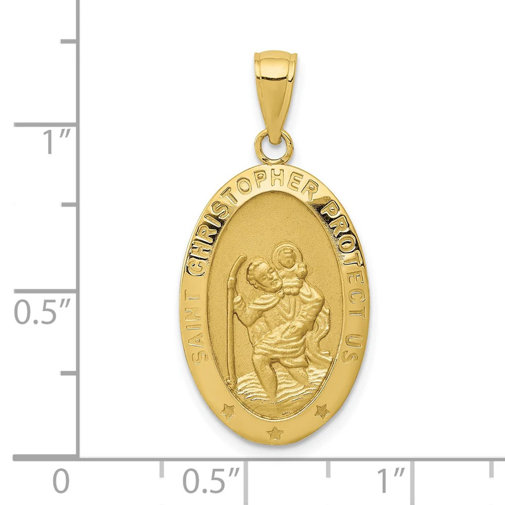 10K / 14K Yellow Gold Saint Christopher Medal Pendant