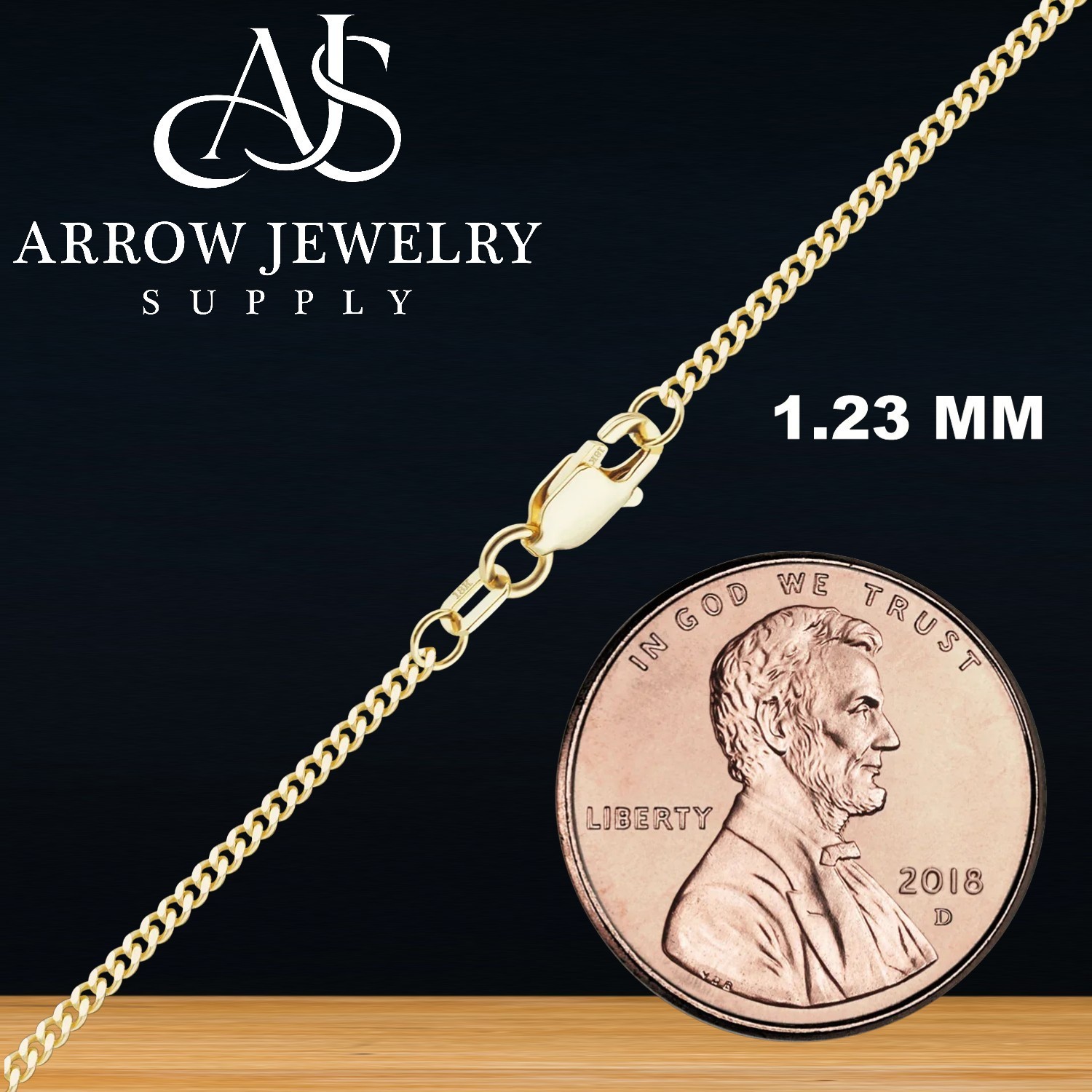 18K Yellow Gold Solid Classic Curb Cuban Link Necklace Chain