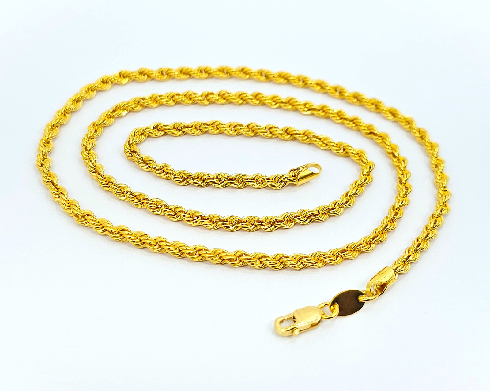 22K Gold Rope Chain Necklace Hollow 16.5 in CHOKER 2.65mm Genuine Hallmarked 916