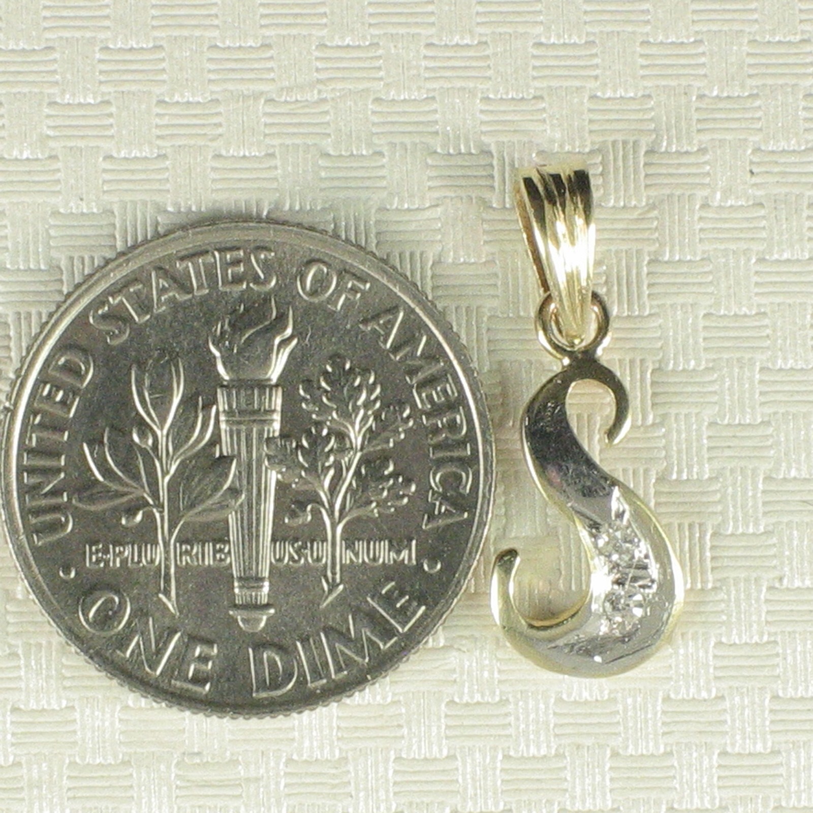 14k Yellow Gold Diamond Letter S Initial with Bail Pendant