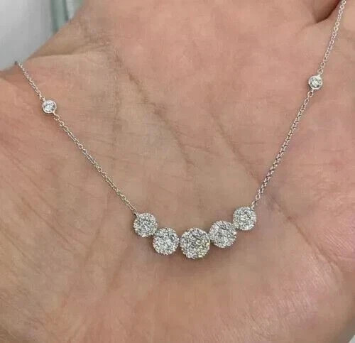 14K White Gold Plated 2Ct Round Cut Lab Created Diamond Women’s Beauty Necklace