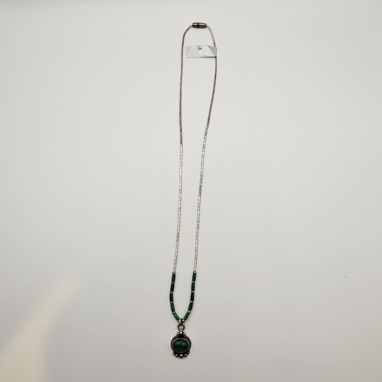 925 Sterling Silver Malachite Liquid Silver Southwestern Boho Necklace