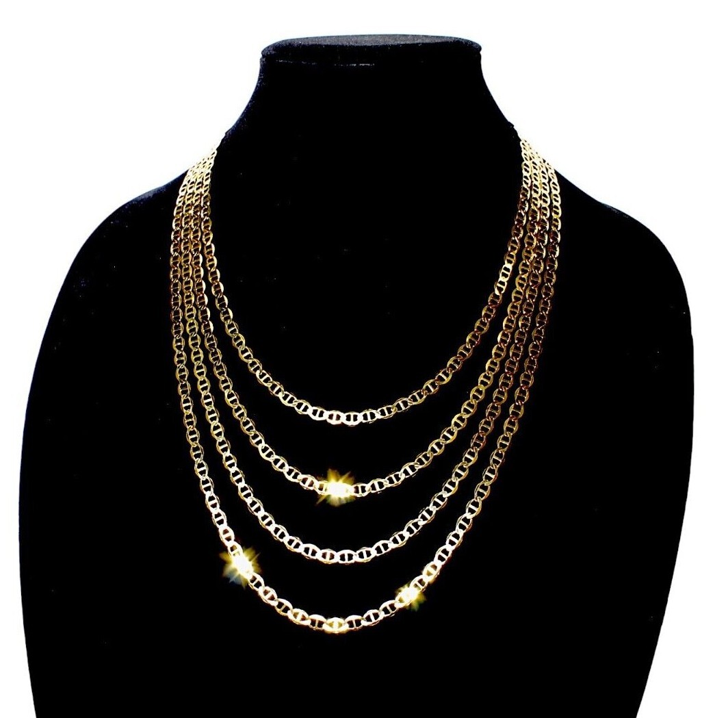 10K Yellow Gold SOLID Anchor Mariner Necklace Bracelet Chain Link 3mm-6mm 7″-30″
