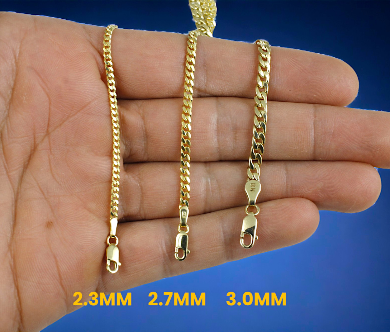 14K Yellow Gold 2mm-12mm SOLID Miami Cuban Necklace Bracelet Chain Gold 7″-30″