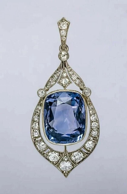 925 SILVER Blue Lab Created Sapphire Wedding 14K White Gold Finish Pendant