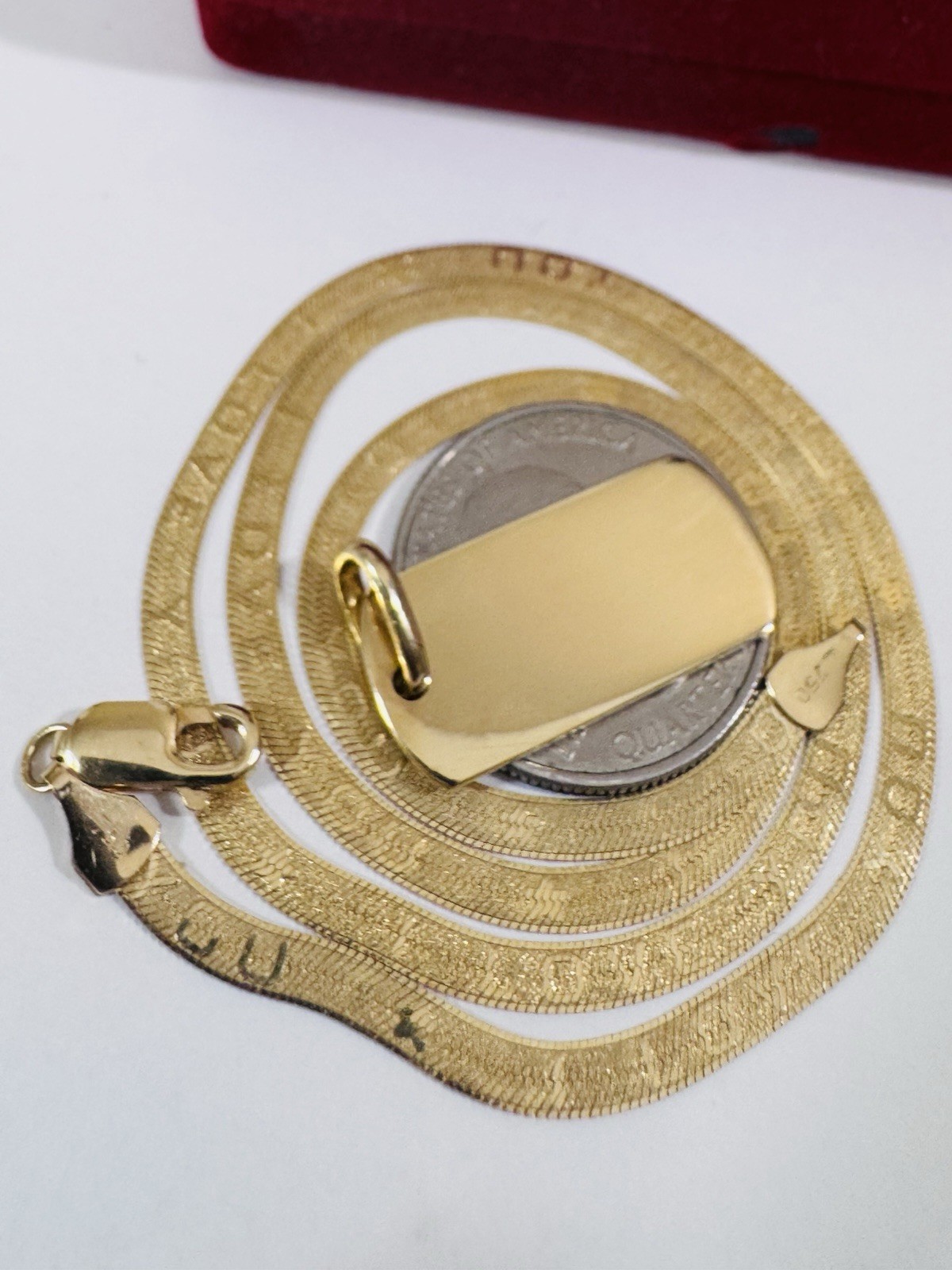 18K 750 Genuine Gold Rectangle Bar Necklace 17” Inch Long 12.4g 3.8mm