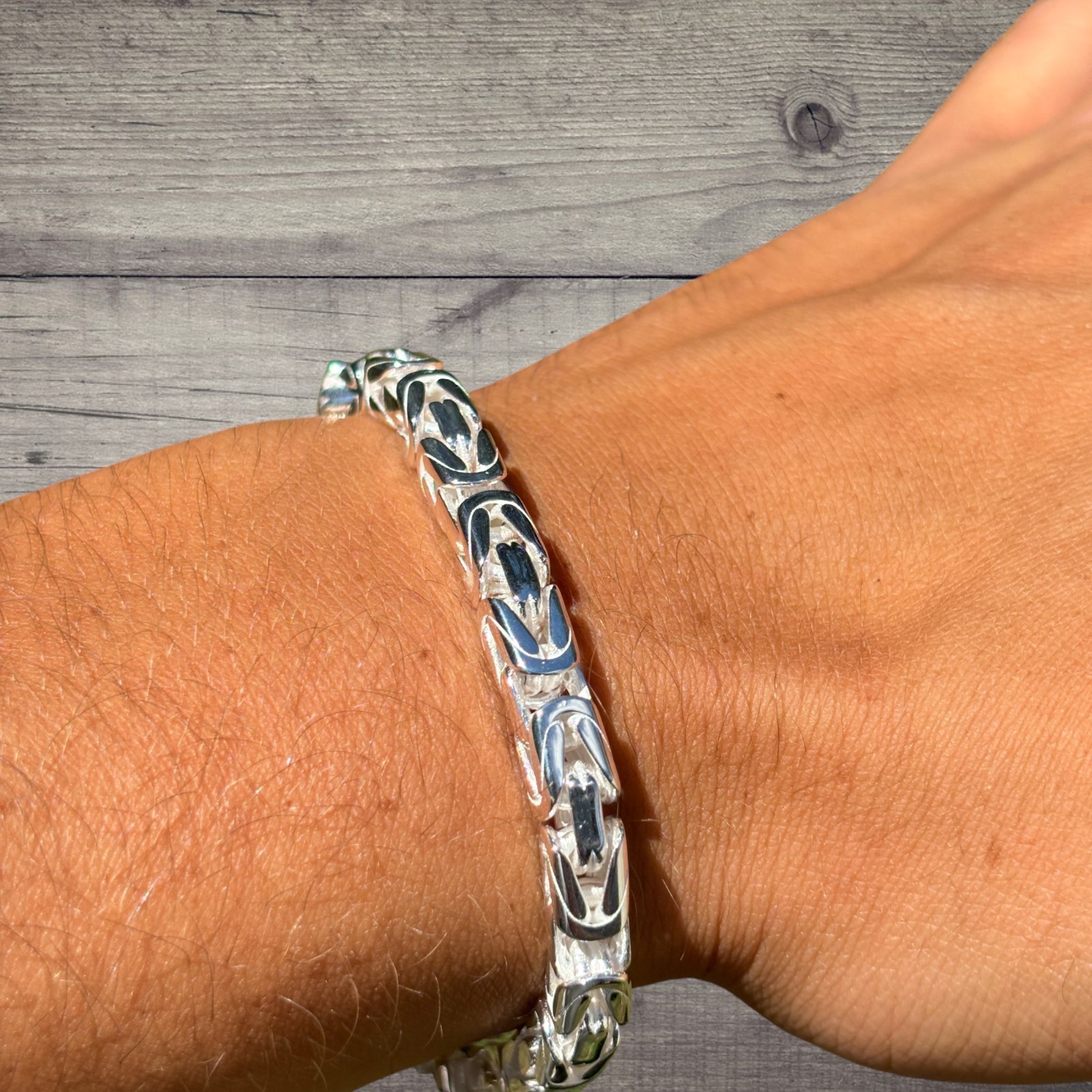 6mm Byzantine W. Box Clasp Bracelet – Solid 925 Sterling Silver MADE IN ITALY