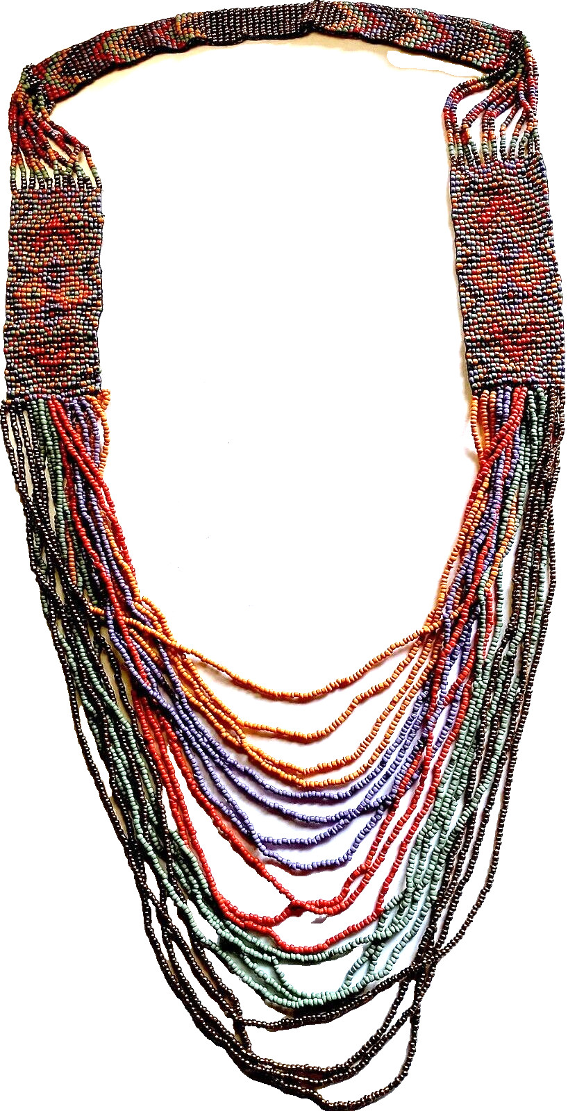 Necklace, Glass Beaded, Many Strands, Desert Tones, Hangs 21″