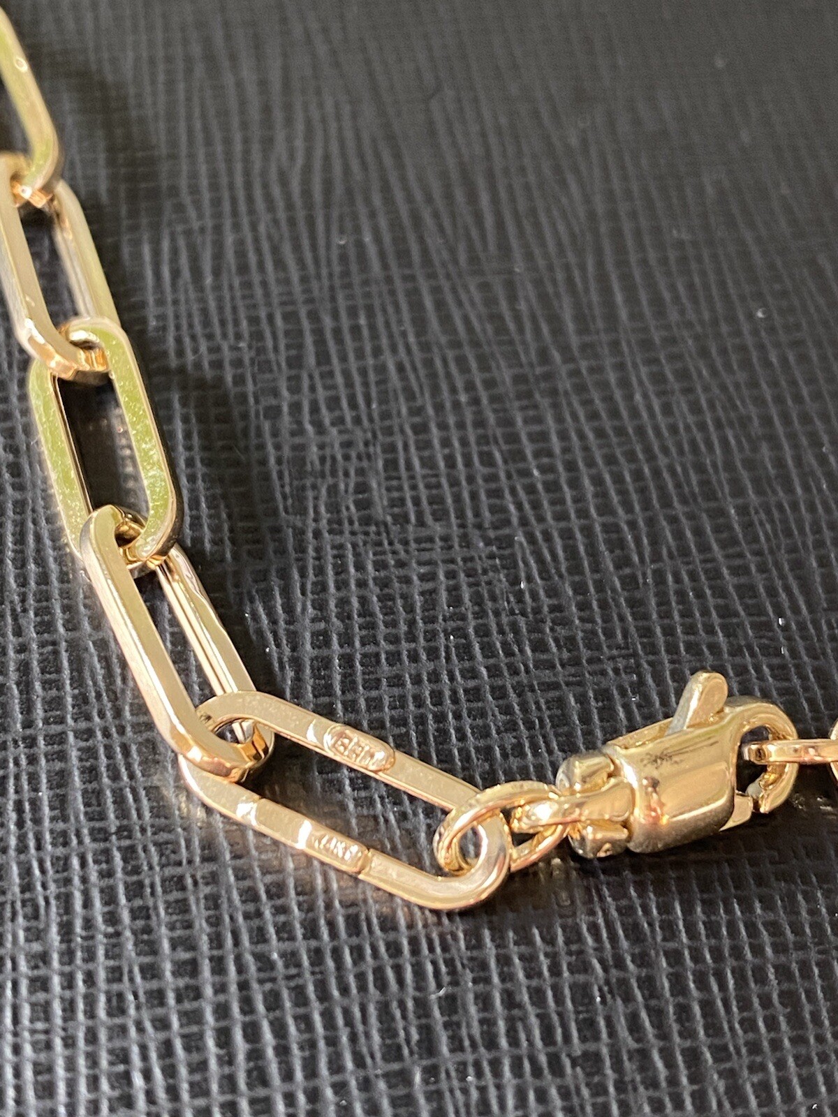 14K Yellow Gold 6 mm Bold Paperclip Bracelet Link Layer 7.5 inch 4.2 grams