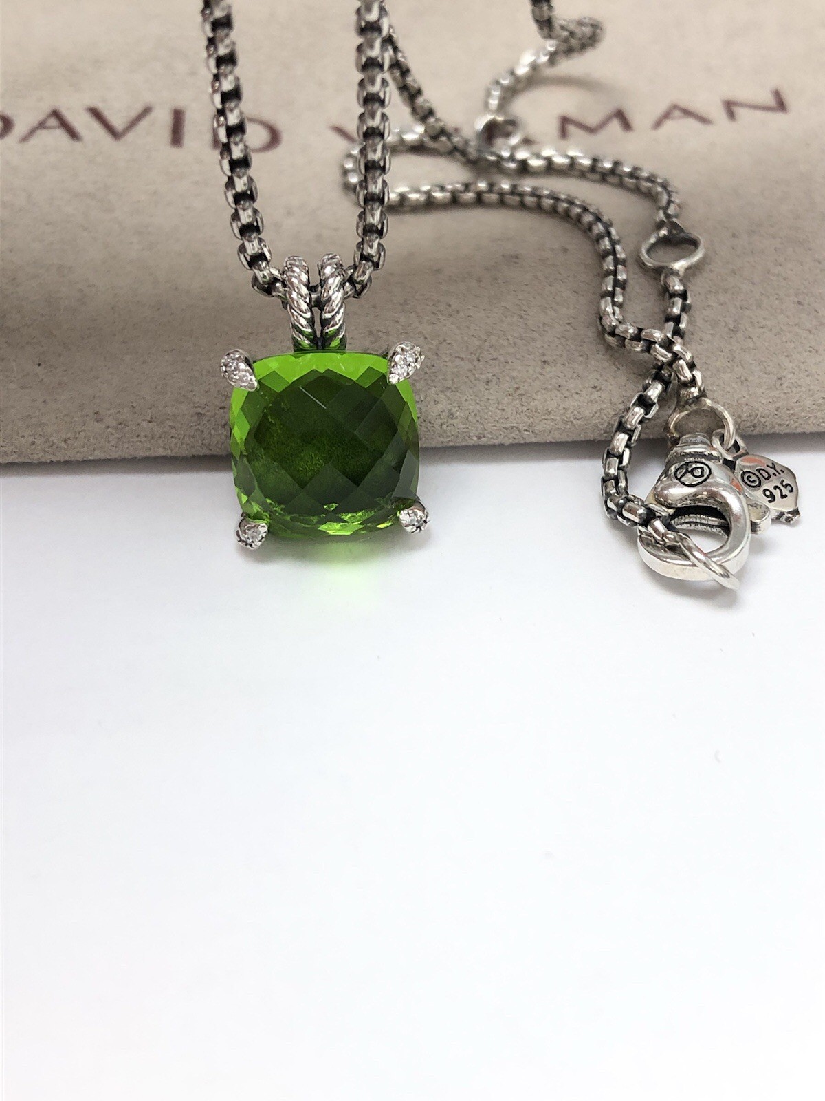 DAVID YURMAN 11mm Chatelaine Sterling Silver Peridot & Diamond Necklace