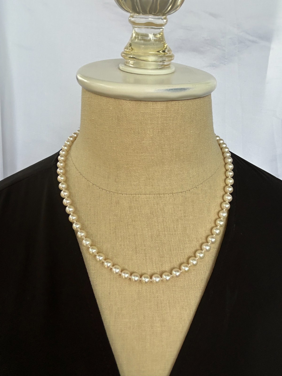 VINTAGE AKOYA CULTURED PEARL STRAND NECKLACE 18″ SOLID 14K WHITE GOLD 585 CLASP