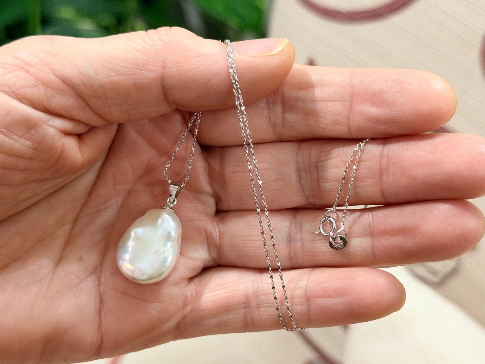 June Birthstone Gift Oval Pearl Pendant 925 Box Chain, Gift For Her