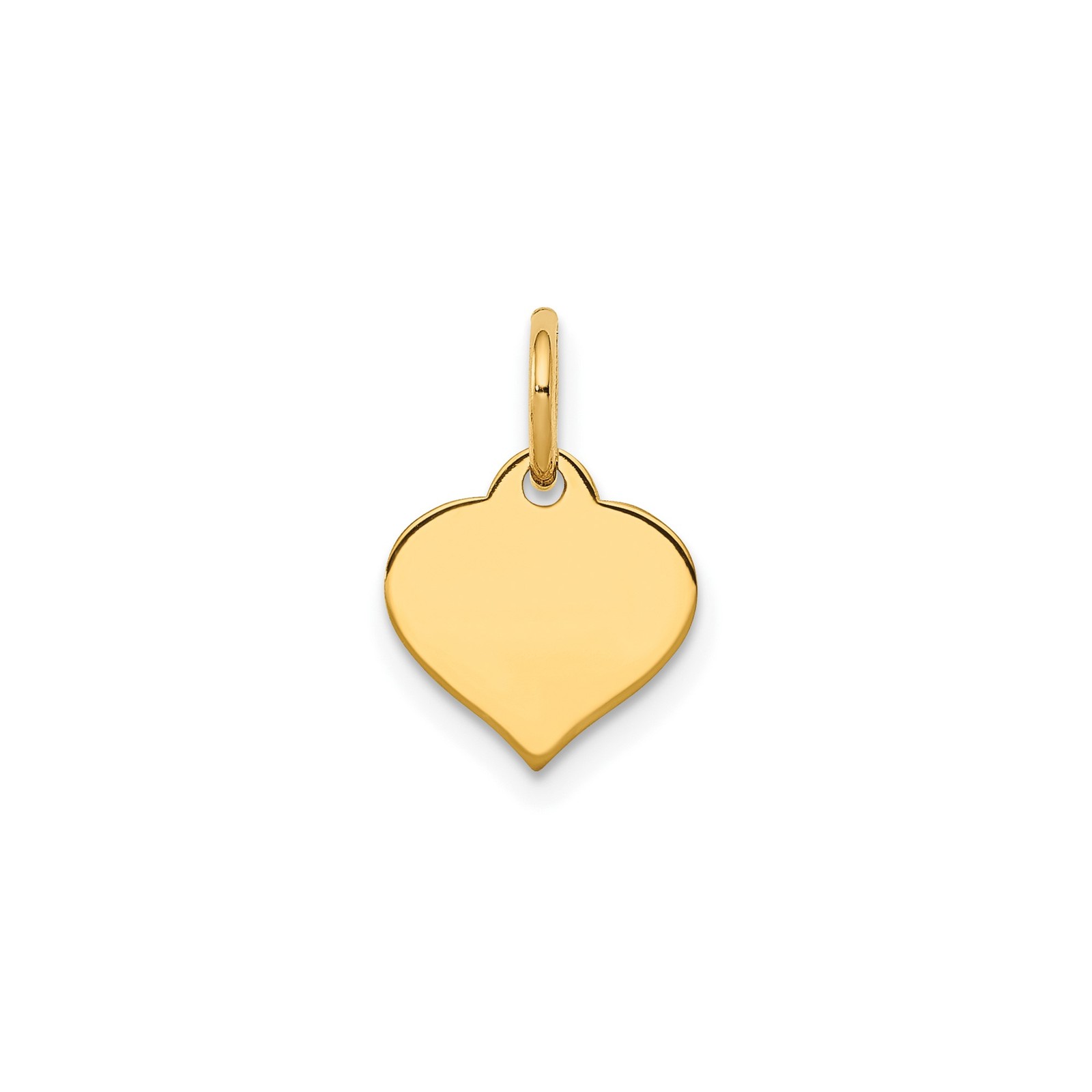 10k Yellow Gold Heart Pendant for Women Polished Engravable Minimalist Charm