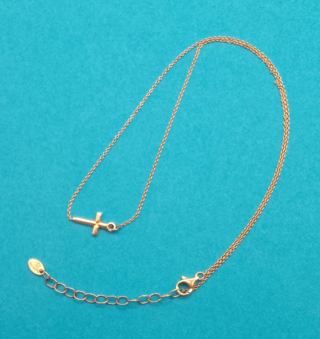 925 Sterling Silver Gold Vermeil Danecraft Cross Pendant Necklace Minimalist