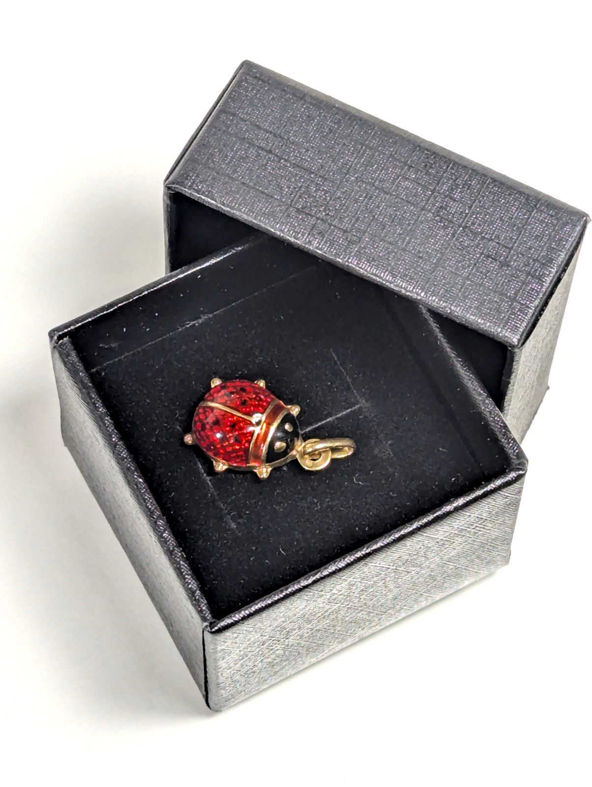 Vintage 18K SOLID Yellow Gold Lady Bug Pendant Charm Jewelry Gift FREE Shipping