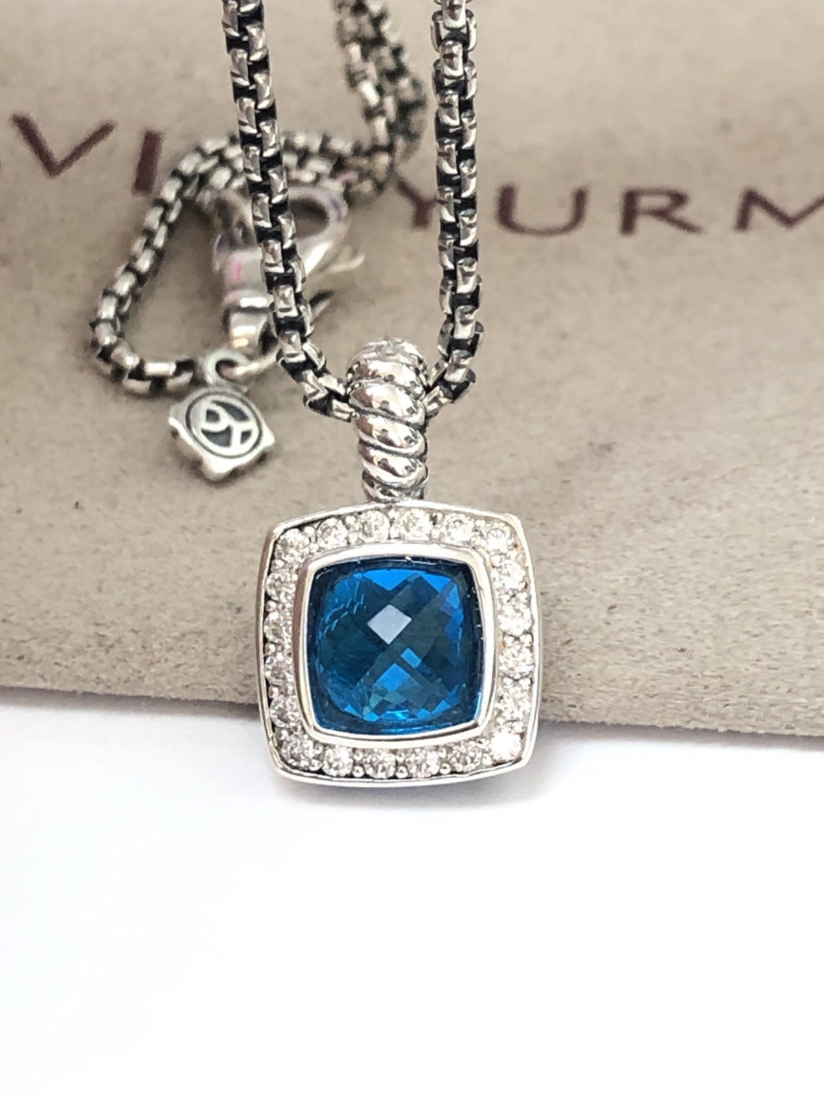 DAVID YURMAN Albion Sterling Silver With Blue Topaz & Diamond 7mm Necklace