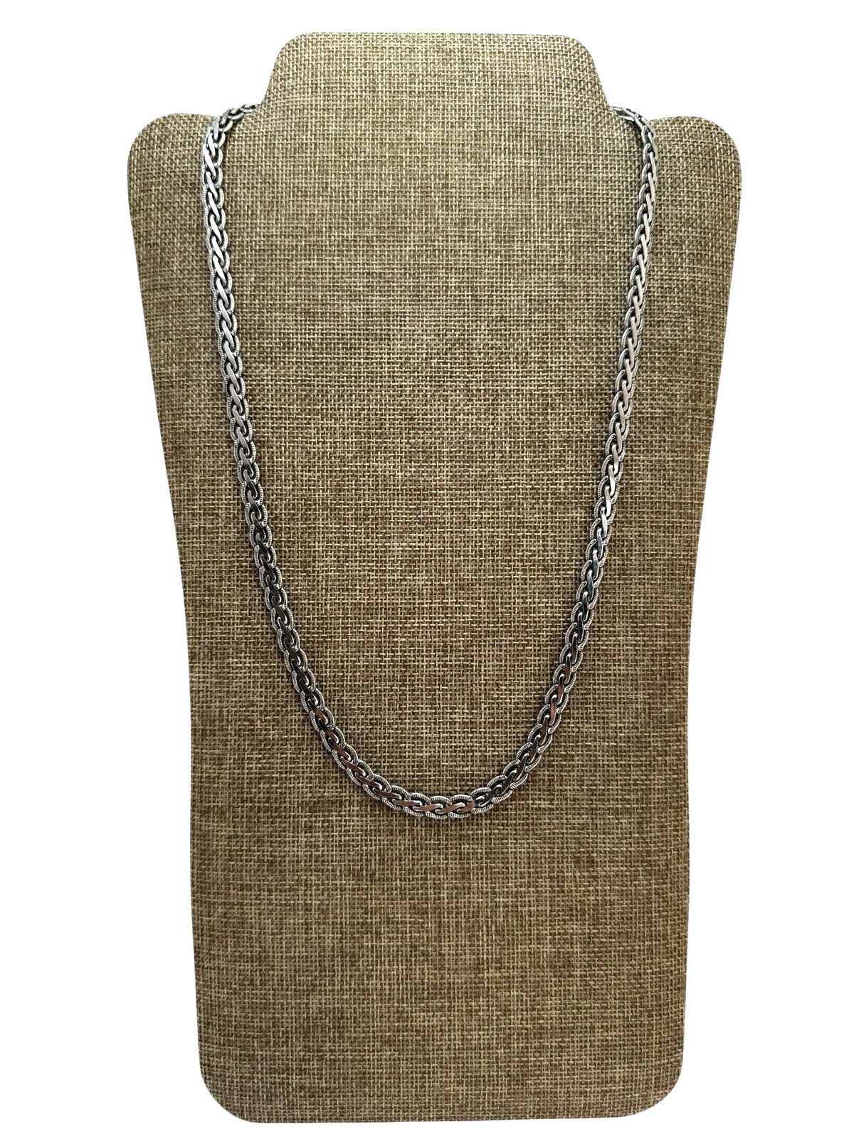 Solid Sterling Silver 7mm Braided Style Chain Necklace 24.25 Inch