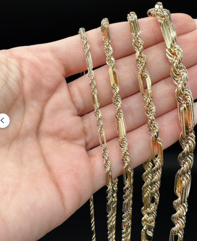 14k Yellow Gold 26″ 3MM Solid Milano FIGAROPE Link Chain/Necklace 21 Grams
