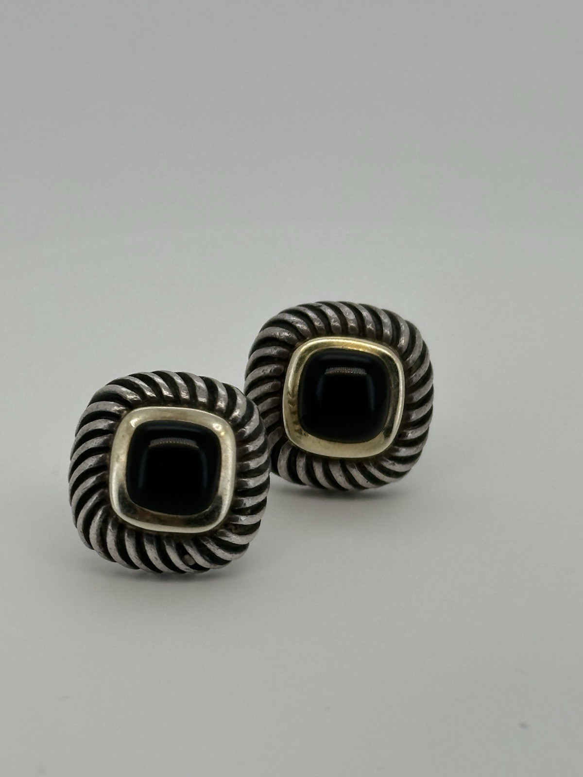 DAVID YURMAN Albion Sterling & 14K Gold Black Onyx Set/Earrings/Ring5/Pendant