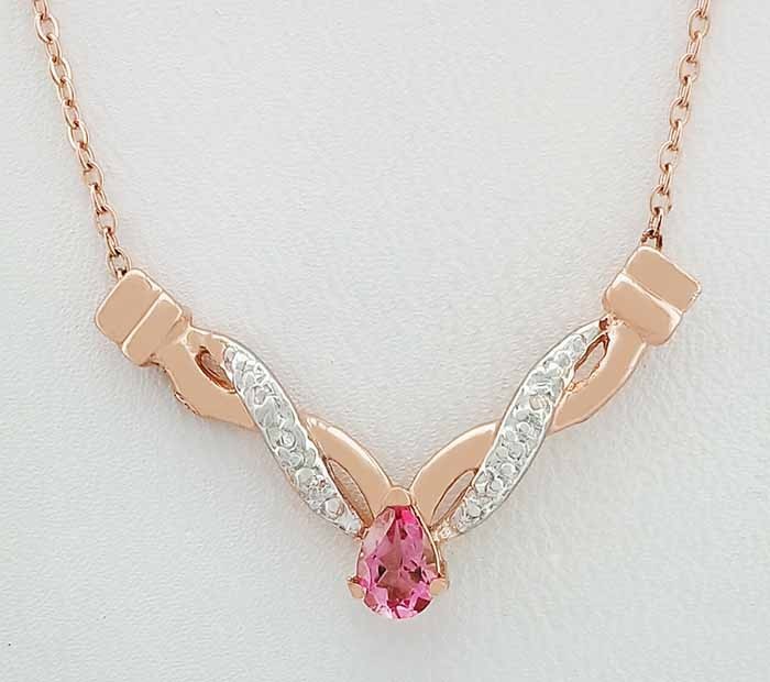 GENUINE 0.62 Cts PINK SAPPHIRE & DIAMOND PENDANT SOLID 10K ROSE GOLD – NWT