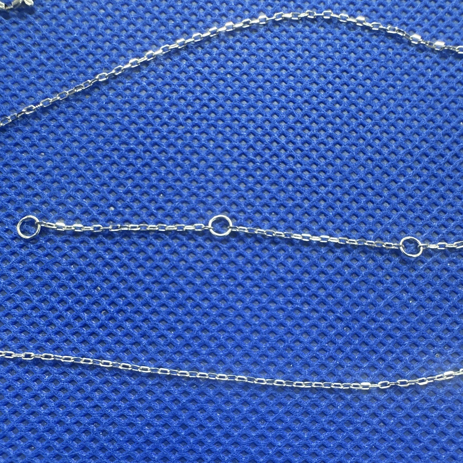 10k solid White Gold Cable Chain Spring Ring Clasp 18inch adjustable 16 and 17in