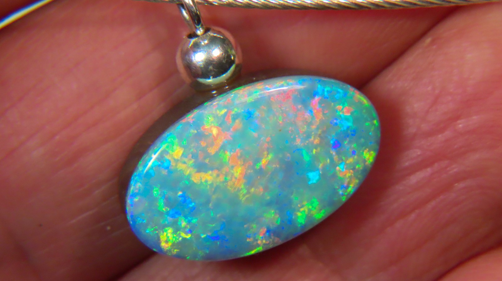QLD BOULDER OPAL DOUBLET NECKLACE CHOKER 925 STERLING SILVER PENDANT HT OCA19137