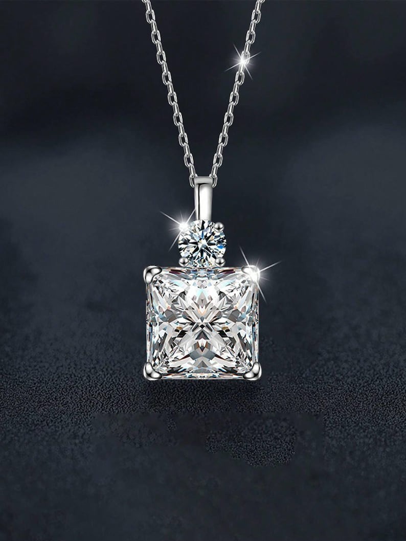 1.5 CT Cushion Fancy Moissanite Wedding Pendant 14K White Gold Plated For Her