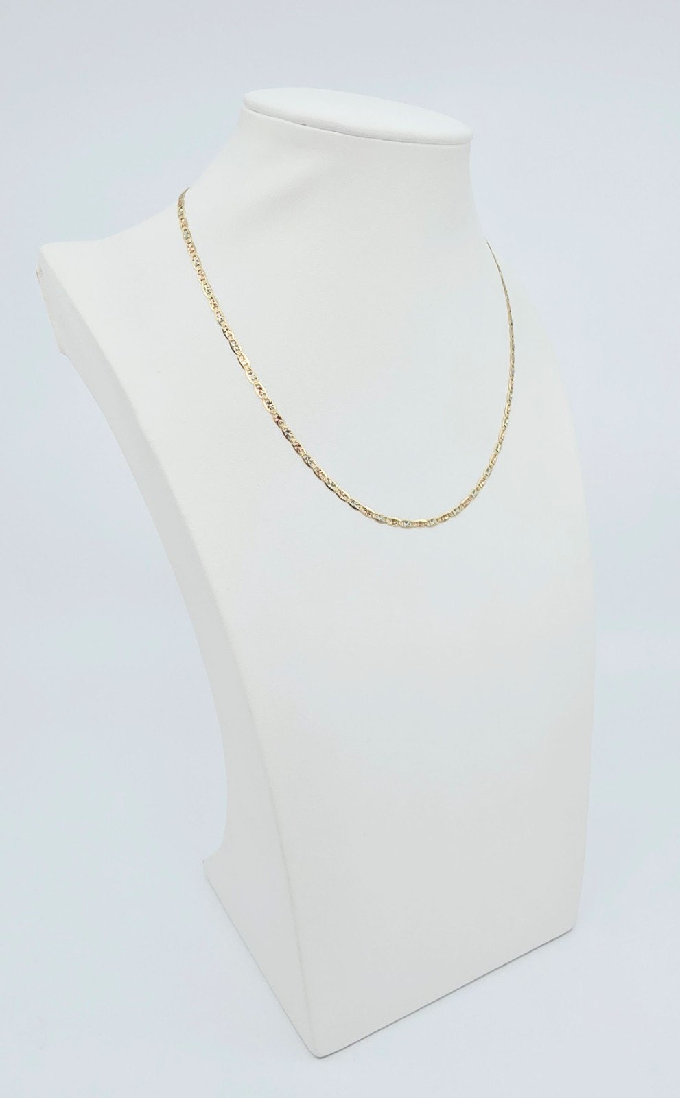 Unique 14K Tri Tone Multi Color Gold Diamond Cut Valentino Link Chain Necklace