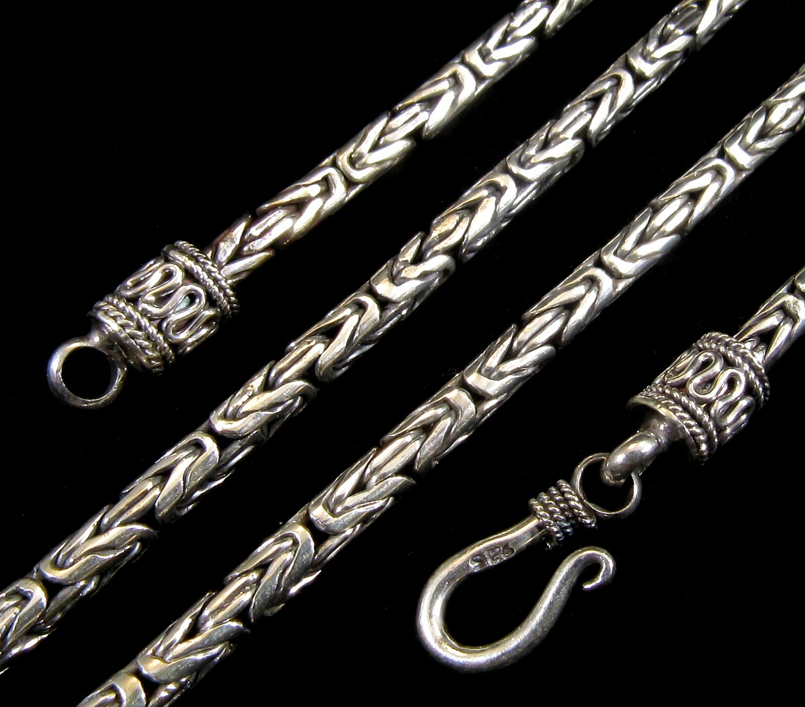 3MM Handmade Solid 925 Sterling Silver Balinese BYZANTINE Chain Necklace Bali