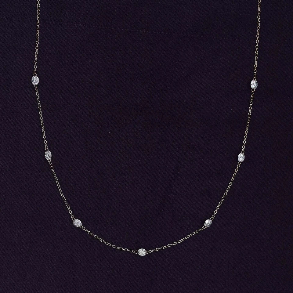 0.50-3 Ct Lab Grown Diamond Seven Stone Necklace 925 Sterling Silver Round Cut