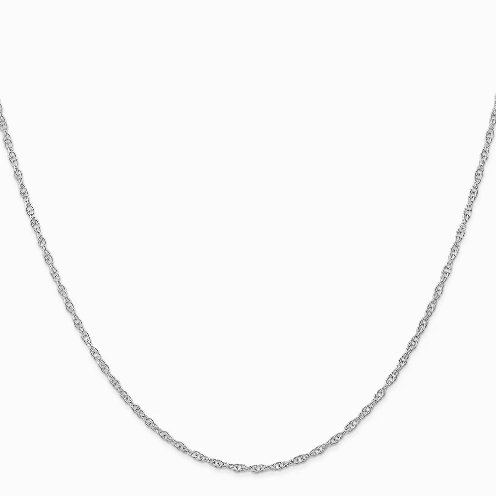 14K White Gold 1.35mm Carded Cable Rope Chain Necklace 16″-24″